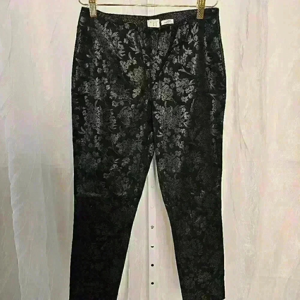 A New Day Stretch Floral Black Slacks - Size 6